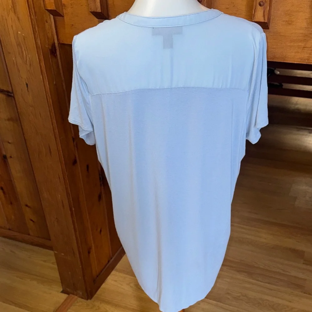 Attention Light Blue Women's Blouse size Large L shirt top pale sky blue - Picture 5 of 6